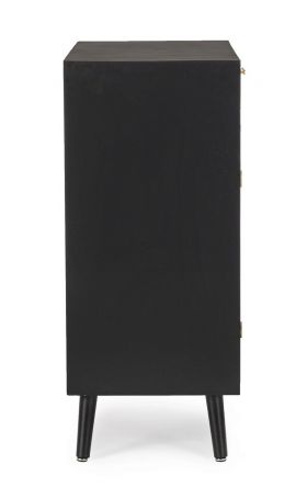 Bufet inferior Josine, Bizzotto, 80 x 40 x 92 cm, lemn de pin/MDF/ratan, negru