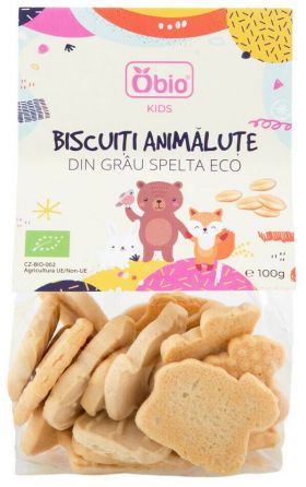 Biscuiti animalute din grau spelta, eco-bio, 100g - Obio