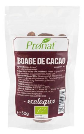 Boabe de cacao raw - eco-bio 50g - Pronat