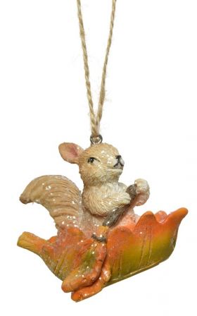 Glob Squirrel w orange boat, Decoris, 7.5x5x6.5 cm, polirasina, portocaliu