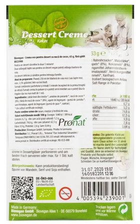 Crema pentru desert cu nuca de cocos - eco-bio 63g - Biovegan