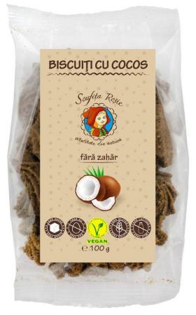 Biscuiti cu cocos fara zahar, 100 g, Scufita Rosie