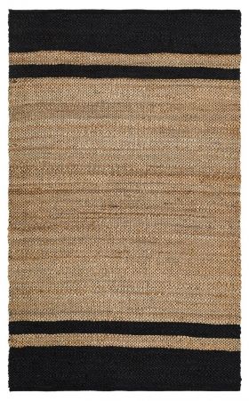 Covor de hol, Ech 07 Natural Black, 200x300 cm, Iuta, Negru/Bej