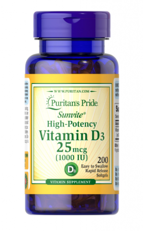Puritan s Pride High Potency Vitamin D-3 1000 IU 200 softgels