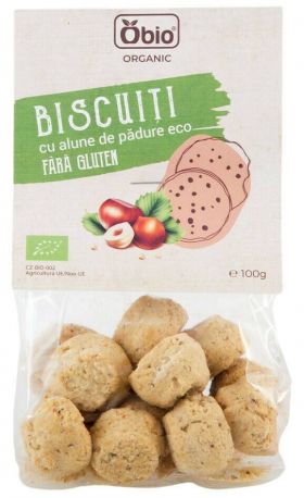 Biscuiti cu alune de padure fara gluten, eco-bio, 100g - Obio