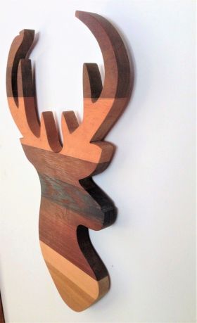 Decoratiune de perete, Wood Deer, 33x2x50 cm, Placaj , Maro