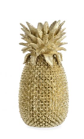 Decoratiune Surabaya Ananas, Bizzotto, 24.5 x 24 x 49.5 cm, polirasina, auriu