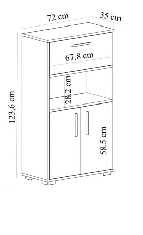 Dulap multifunctional, Olivia, Perfect, 72x123.6x35 cm, PAL , Alb