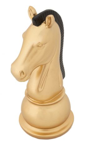 Decoratiune piesa sah, Mauro Ferretti, Horse, 10.5 x 8.5 x 19 cm, polirasina, auriu/negru