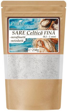 Sare celtica fina, nerafinată, neiodata, 250g - Pronat