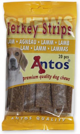 Recompense pentru caini Antos Jerkey Strips Lamb 20 bucati