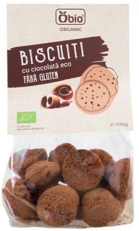 Biscuiti cu ciocolata fara gluten, eco-bio, 100g - Obio