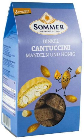 Cantuccini crocant din grau spelta cu migdale si miere, Demeter, eco-bio, 150g - Sommer