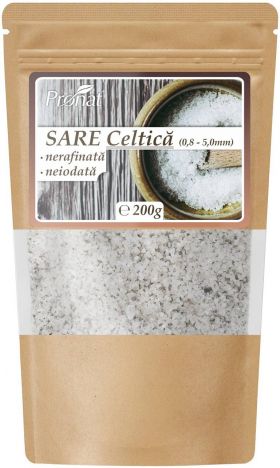 Sare celtica grunjoasa, nerafinata, neiodata 200g - Pronat