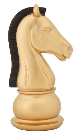 Decoratiune piesa sah, Mauro Ferretti, Horse, 10.5 x 8.5 x 19 cm, polirasina, auriu/negru