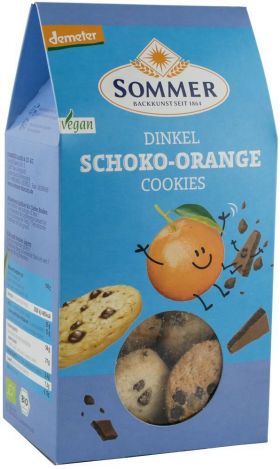 Biscuiti din grau spelta cu ciocolata amaruie si ulei de portocale, Demeter, eco-bio, 150g - Sommer