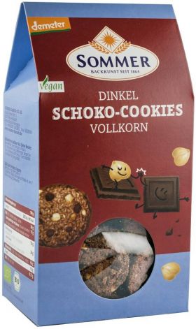 Biscuiti din faina de grau spelta cu ciocolata amaruie si alune, Demeter, eco-bio, 150g - Sommer