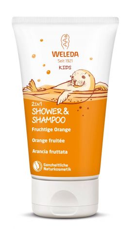 Gel de dus si sampon 2 in 1 cu portocala, Kids, 150ml - Weleda