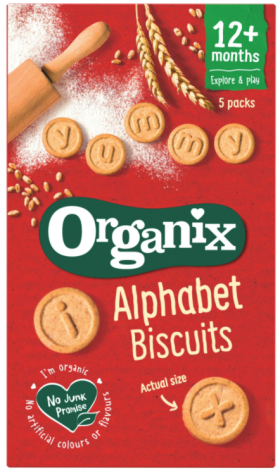 Biscuiti alfabet, +12 luni, eco-bio, 5x25g - Organix