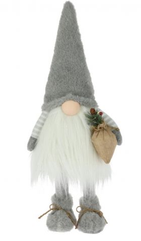 Decoratiune luminoasa Boy Gnome w hat grey, 26x26x65 cm, plus, gri/alb