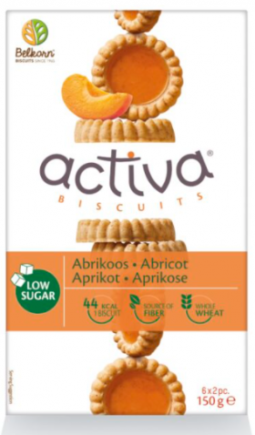 Biscuiti Activa cu caise, fara zahar, 120g Belkorn