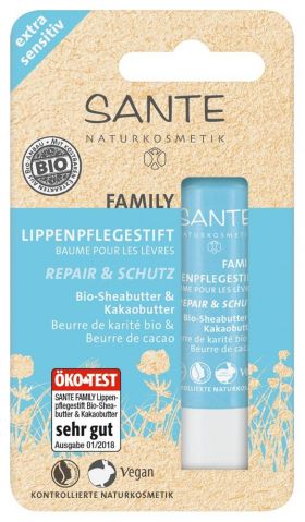 Balsam de buze reparator family cu unt de shea si unt de cacao, 4.5g - Sante