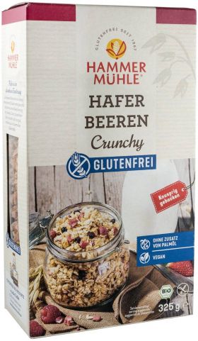 Musli crocant din ovaz fara gluten cu fructe de padure, eco-bio, 325g HAMMER MUHLE