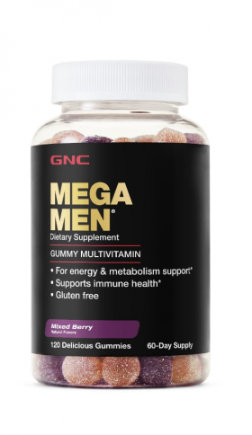 Multivitamine Jeleuri Pentru Barbati Cu Aroma Naturala De Fructe De Padure, Mega Men Gummy Multivitamin, 120Jeleuri - Gnc