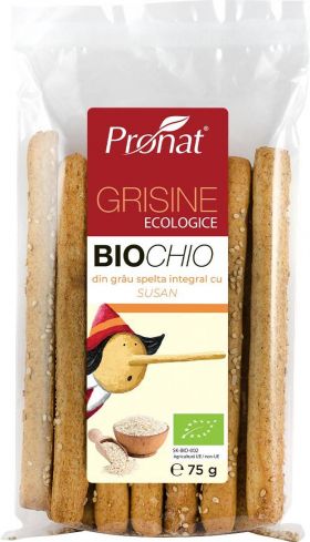 BioCHIo - Grisine Din Faina Integrala De Grau Spelta Cu Susan 75g, Eco-bio, PRONAT