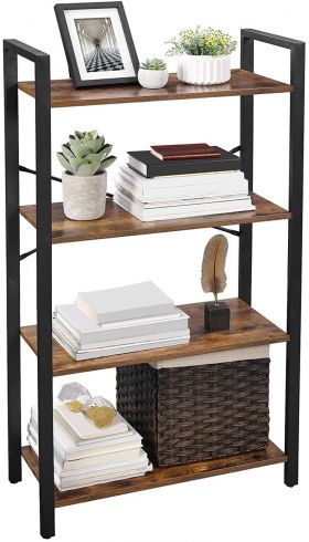 Biblioteca, Vasagle, 66 x 30 x 120 cm, fier/PAL, maro rustic