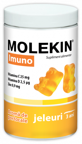 Molekin Imuno pentru +3 ani, 60 jeleuri gumate cu aroma de portocale, Zdrovit