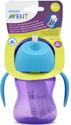 Cana cu pai pentru fetite +9 luni, 200ml, Philips Avent