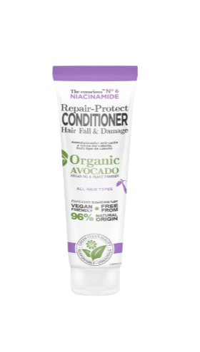 Balsam reparator contra caderii parului cu Niacinamida si Avocado Organic, 225ml, The conscious