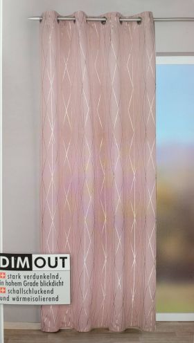 Draperie dimout, cu inele, Cannes Dimout, L135 x H245, roz-gold