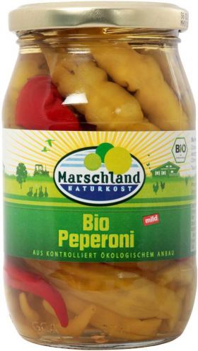 Ardei iute mediu in otet de mere Eco-Bio 320g / 150g - Marschland Naturkost