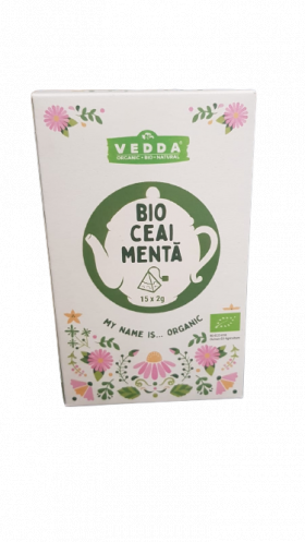 Ceai de menta Bio Piramida, 15 plicuri x 2g, Vedda