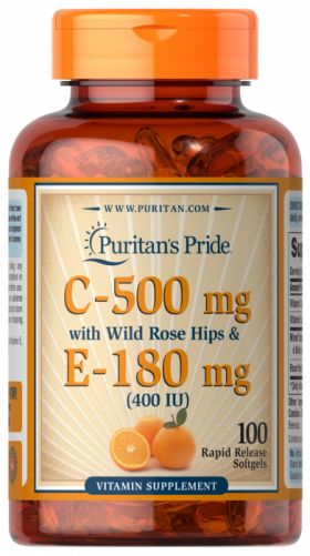 Puritan s Pride C-500 mg E-180 mg 400 IU with Wold Rose Hips 100 softgels