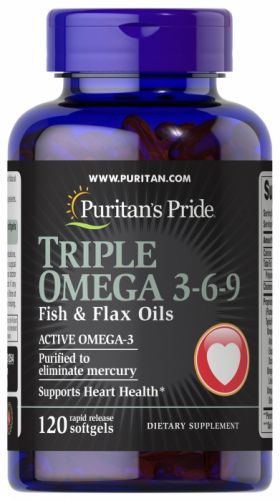 Puritan s Pride Triple Omega 3-6-9 FishFlax Oils 120 softgels