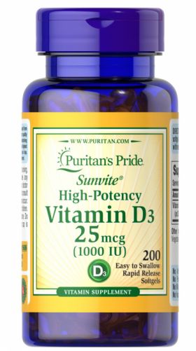 Puritan s Pride Vitamin D3 1000 IU (25 mcg) 200 softgels
