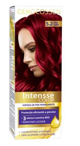 Vopsea de par permanenta, intensse color 5.2, Rosu Rubin, 50ml - Gerocossen