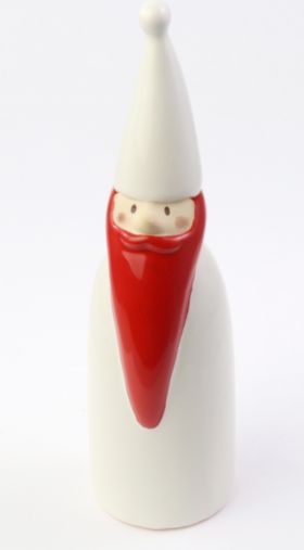 Decoratiune Craciun - Ceramic Santa, white and red 6x21cm | Drescher