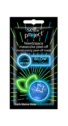 Masca exfolianta matifianta neon cu afine Glow in Blue, 10ml, Selfie Project