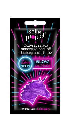 Masca exfolianta de curatare neon Unicorn Glow in Violet, 10ml, Selfie Project