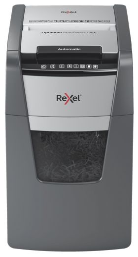 Distrugator Documente Automat Rexel Optimum 130x, P4, Cross-cut (confeti), 130 Coli, Cos 44l