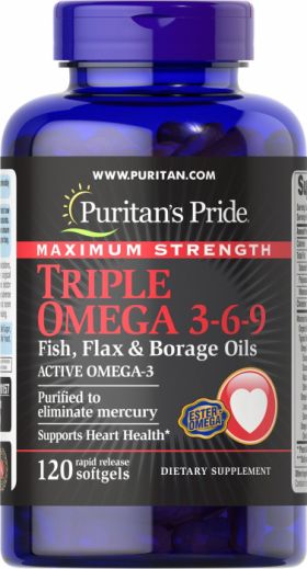 Puritan s Pride Maximum Strenght Triple Omega 3-6-9 120 softgels