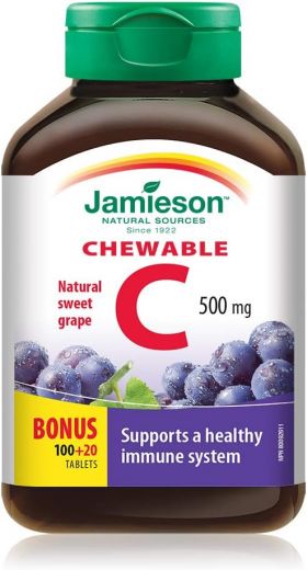 Vitamina C 500mg cu aroma de struguri, 120 tablete, Jamieson