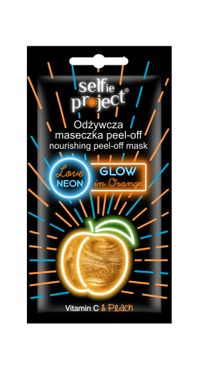 Masca exfolianta nutritiva neon cu piersica Glow in Orange, 10ml, Selfie Project