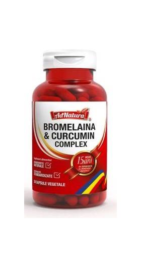 Bromelaina si curcumin complex, 30cps - Adnatura