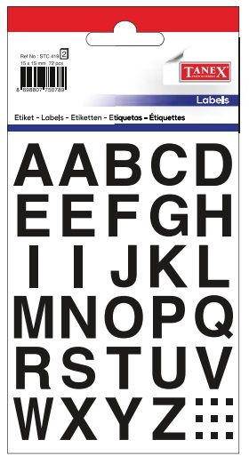 Etichete Cu Litere, A-z, 15 X 15 Mm, 72buc/set, Tanex - Bold