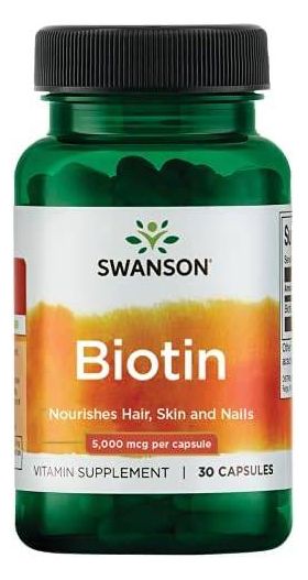 Biotin, 5000 mcg, Vitamina B7, 5 mg, 30 capsule, Swanson